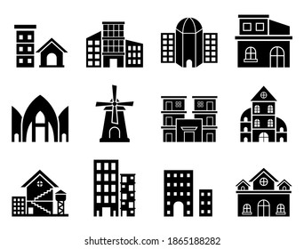 Building icon set - vector illustration .