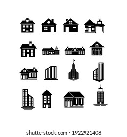 Building Icon Set. Vector illustration of a modern house and apartment symbol