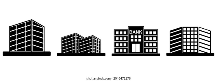 building icon set, building vector set illustrations