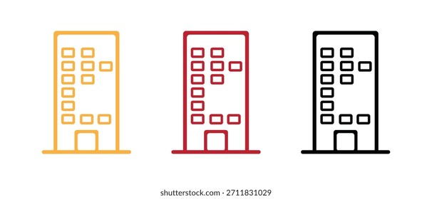 Conjunto de iconos de construcción. Ilustración de línea de Vector de rascacielos o edificio de oficinas.