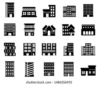 Building icon set vector, building symbol illustration collection, design in white background 