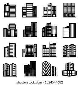 Building Icon set vector, Building symbol collection. apartment, bank, office, skyscraper, hospital, hotel illustration icons