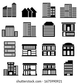 Building Icon set vector, building symbol collection design in white background