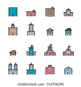 building icon set.line vector.