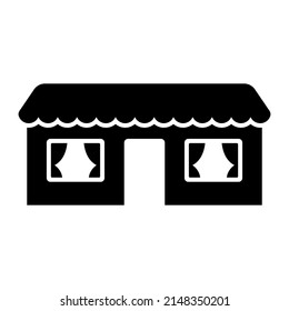 Building icon. Shop, cafe, tent. Black silhouette. Front view. Vector simple flat graphic illustration. Isolated object on a white background. Isolate.