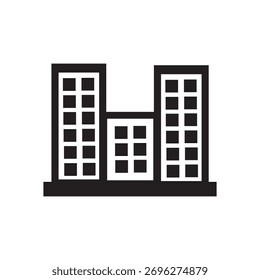 Building icon shows structure, growth, and development, representing city life, business, and modern architecture.
