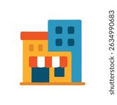 Building icon a simple cartoon depiction of a city skyline.