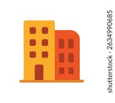 Building icon a simple cartoon depiction of a city skyline.