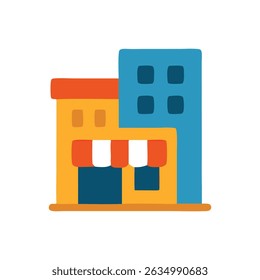 Building icon a simple cartoon depiction of a city skyline.
