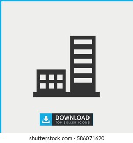 building icon. Simple filled building icon. On white background.