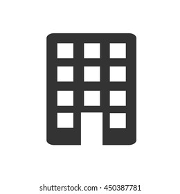 Building icon. Simple flat logo of building on white background. Vector illustration.