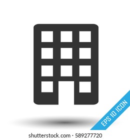 Building icon. Simple flat logo of building on white background. Vector illustration.