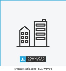 building icon. simple outline building vector icon. on white background.