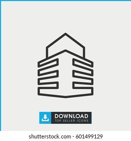 building icon. simple outline building vector icon. on white background.