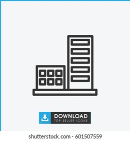 building icon. simple outline building vector icon. on white background.
