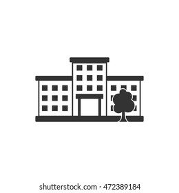 Building icon in single color.