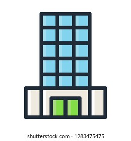 Building icon. Single high quality building related icon. Isolated building symbols in white background. Graphic icons element
