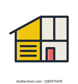 Building icon. Single high quality building related icon. Isolated building symbols in white background. Graphic icons element
