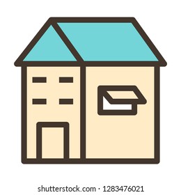 Building icon. Single high quality building related icon. Isolated building symbols in white background. Graphic icons element
