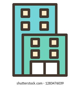 Building icon. Single high quality building related icon. Isolated building symbols in white background. Graphic icons element
