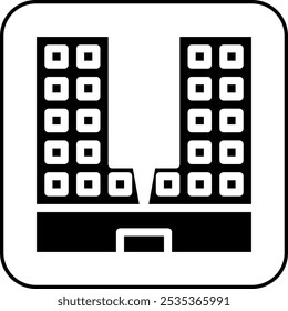 Building icon solid border black illustration