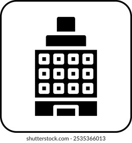 Building icon solid border black illustration