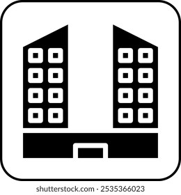 Building icon solid border black illustration