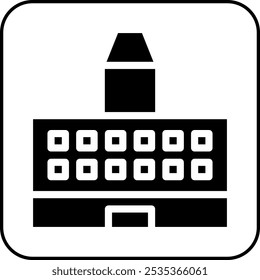 Building icon solid border black illustration