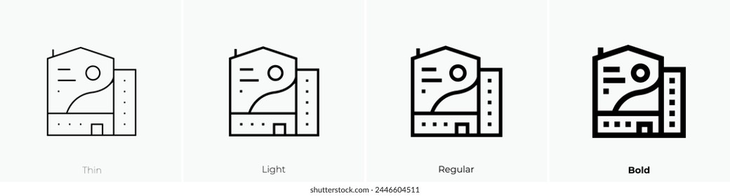 building icon. Thin, Light Regular And Bold style design isolated on white background