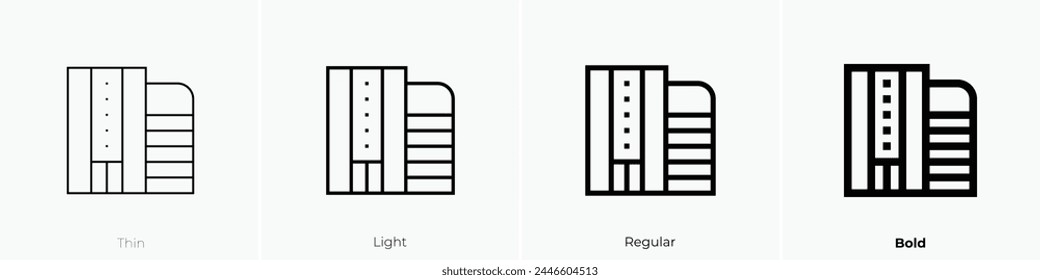 building icon. Thin, Light Regular And Bold style design isolated on white background