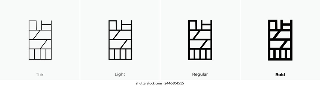building icon. Thin, Light Regular And Bold style design isolated on white background