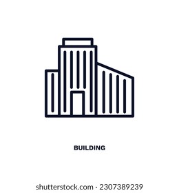 building icon. Thin line building icon from automation and high tech collection. Outline vector isolated on white background. Editable building symbol can be used web and mobile
