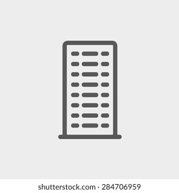Building icon thin line for web and mobile, modern minimalistic flat design. Vector dark grey icon on light grey background.