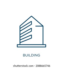 building icon. Thin linear building outline icon isolated on white background. Line vector building sign, symbol for web and mobile