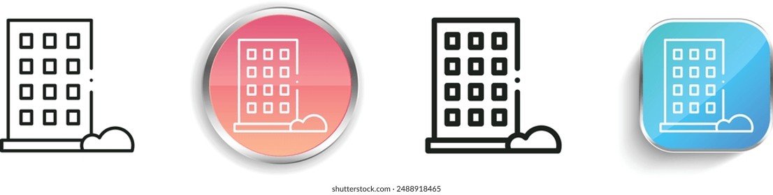 building icon. Thin Linear, Regular and Button Style Design Isolated On White Background