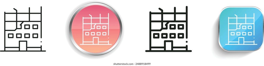 building icon. Thin Linear, Regular and Button Style Design Isolated On White Background