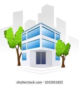 Building icon with trees