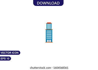 Building icon in trendy flat style isolated on white background vector illustration