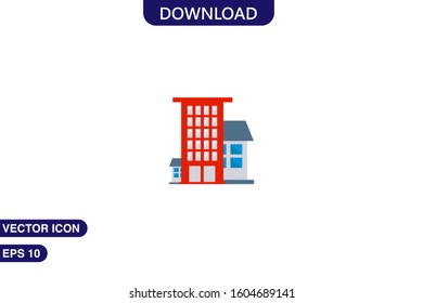 Building icon in trendy flat style isolated on white background vector illustration