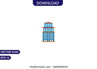 Building icon in trendy flat style isolated on white background vector illustration