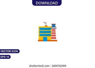 Building icon in trendy flat style isolated on white background vector illustration