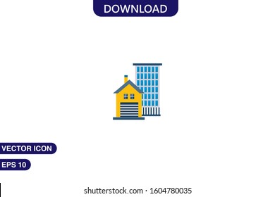 Building icon in trendy flat style isolated on white background vector illustration