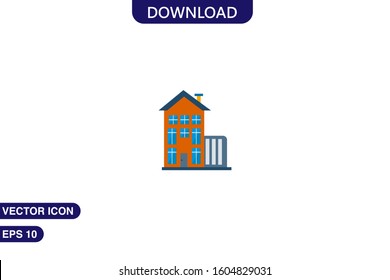 Building icon in trendy flat style isolated on white background vector illustration
