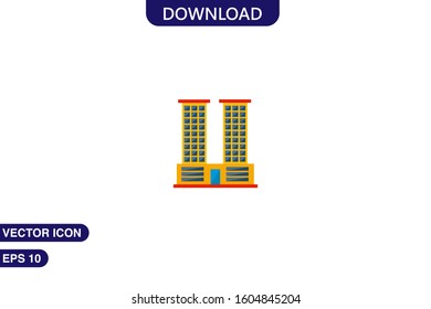 Building icon in trendy flat style isolated on white background vector illustration