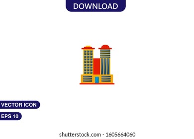 Building icon in trendy flat style isolated on white background vector illustration