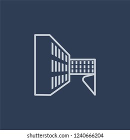 Building icon. Trendy flat vector line Building icon on dark blue background from Architecture and Travel collection. 