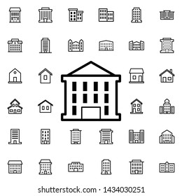 Building icon. Universal set of buildings for website design and development, app development