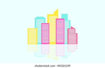 Building icon vector art illustration of silhouettes