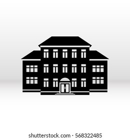 Building icon. Vector black silhouette in flat style for your web design on white background. 