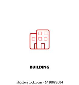 building icon. building vector design. sign design. red color